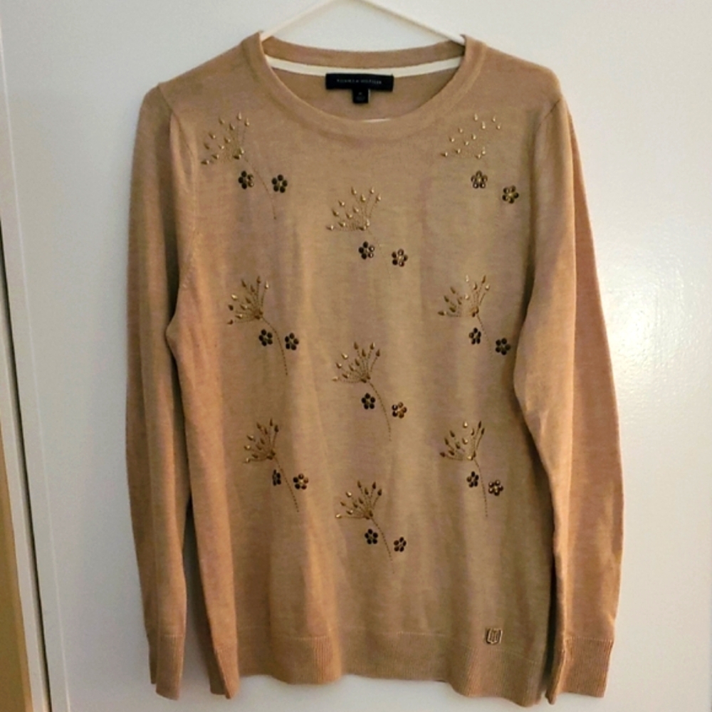 Tommy Hilfiger Tan Sweater with Embellishments